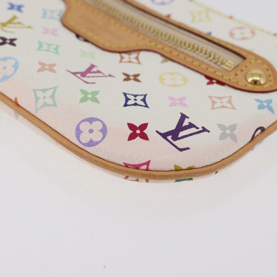 【日本直送】路易威登 Monogram Multicolor Pochette MM 手拿包 白色 M60028 LV Auth 178378A-14