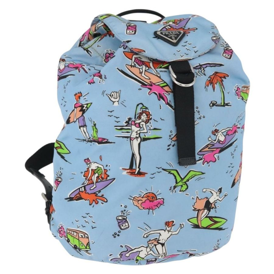 【日本直送】PRADA 雙肩包 尼龍 淺藍色 銀色 正品 179705A-0