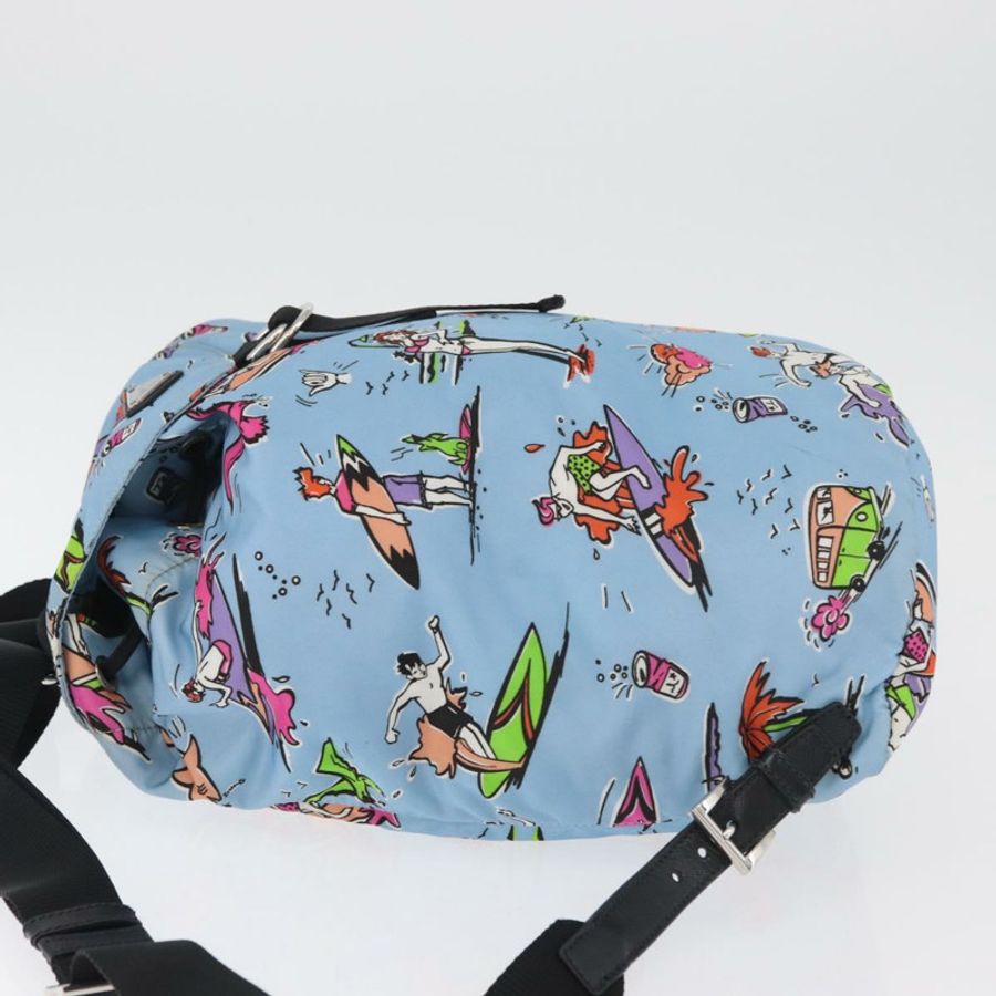 【日本直送】PRADA 雙肩包 尼龍 淺藍色 銀色 正品 179705A-3