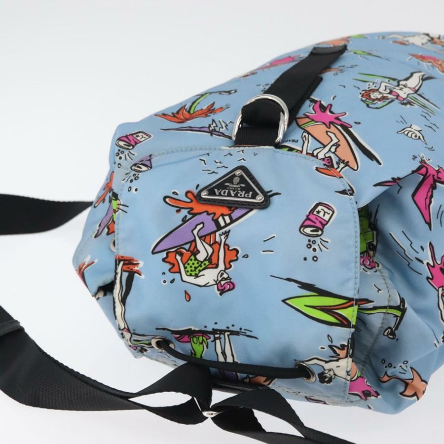 【日本直送】PRADA 雙肩包 尼龍 淺藍色 銀色 正品 179705A-5