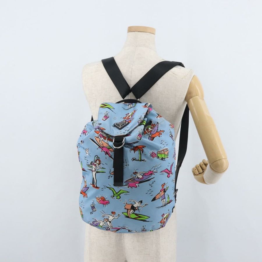 【日本直送】PRADA 雙肩包 尼龍 淺藍色 銀色 正品 179705A-24