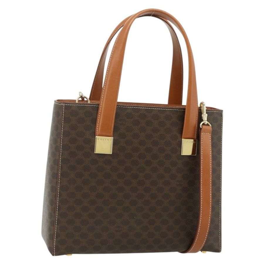 【日本直送】CELINE Macadam帆布手提包 PVC皮革 2way Brown Gold Auth 179713A-0