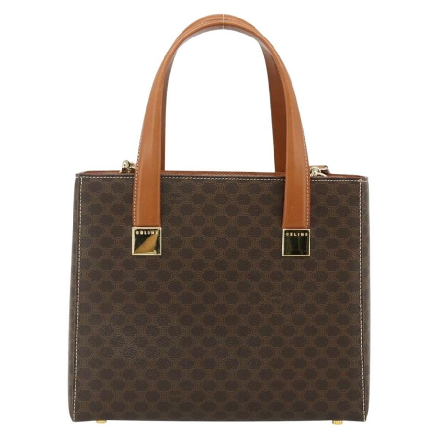 【日本直送】CELINE Macadam帆布手提包 PVC皮革 2way Brown Gold Auth 179713A-1