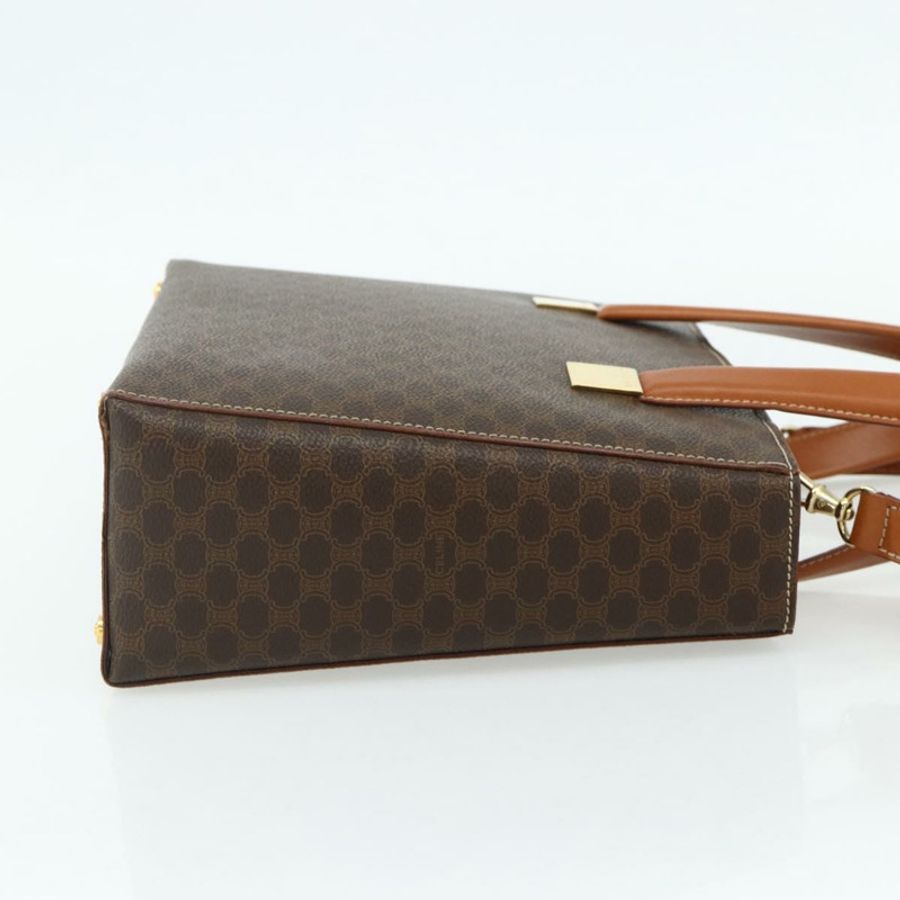【日本直送】CELINE Macadam帆布手提包 PVC皮革 2way Brown Gold Auth 179713A-3