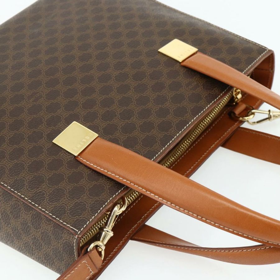 【日本直送】CELINE Macadam帆布手提包 PVC皮革 2way Brown Gold Auth 179713A-5