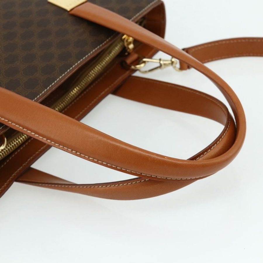 【日本直送】CELINE Macadam帆布手提包 PVC皮革 2way Brown Gold Auth 179713A-6