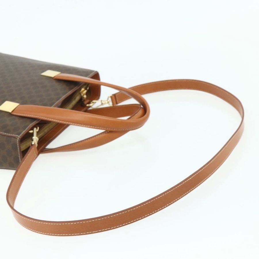 【日本直送】CELINE Macadam帆布手提包 PVC皮革 2way Brown Gold Auth 179713A-7