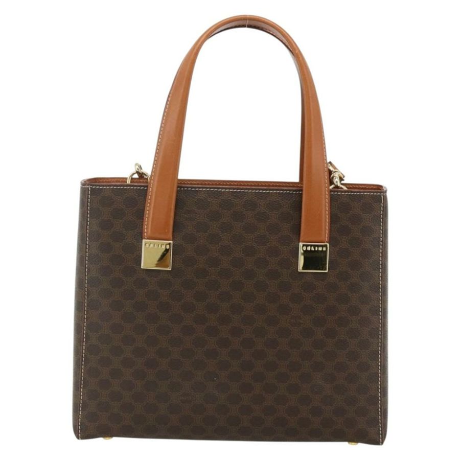 【日本直送】CELINE Macadam帆布手提包 PVC皮革 2way Brown Gold Auth 179713A-12