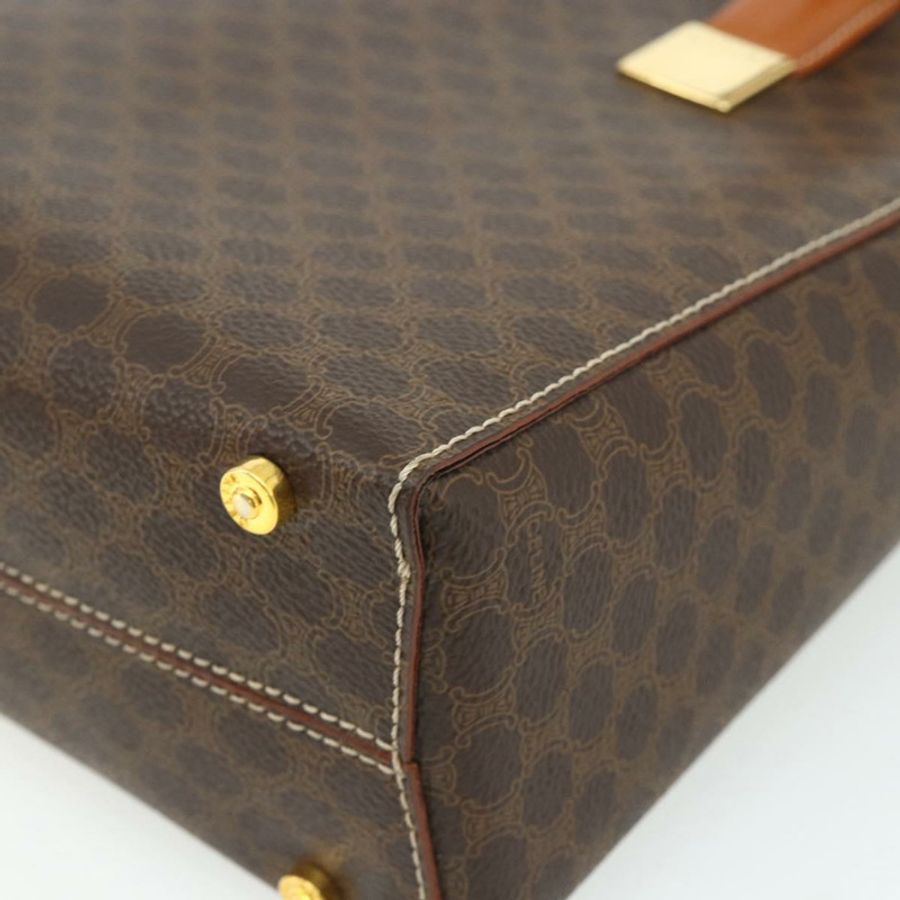 【日本直送】CELINE Macadam帆布手提包 PVC皮革 2way Brown Gold Auth 179713A-16