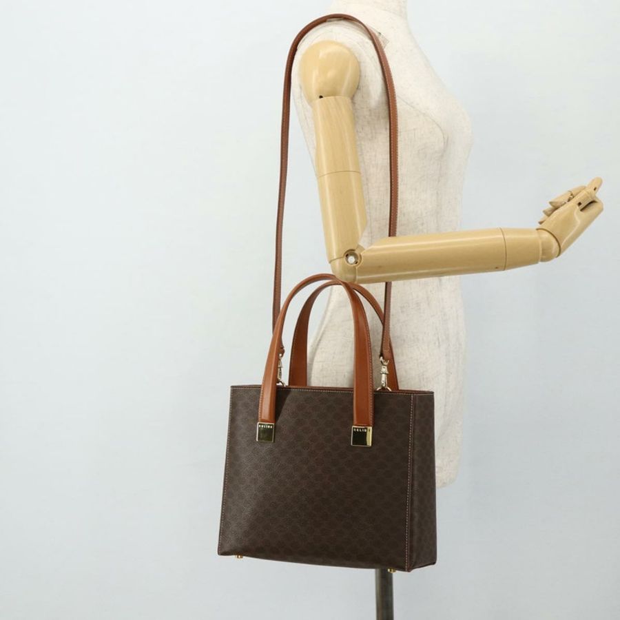【日本直送】CELINE Macadam帆布手提包 PVC皮革 2way Brown Gold Auth 179713A-23