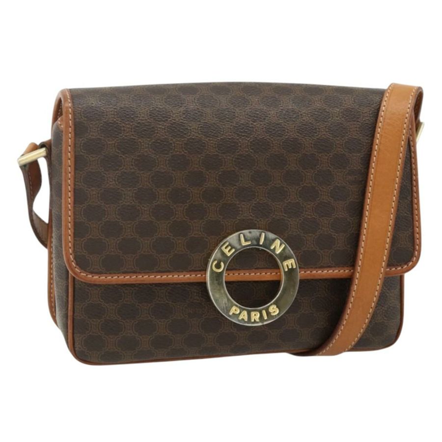 【日本直送】CELINE Macadam帆布肩背包 PVC皮革 棕色 金色 正品 179765A-0