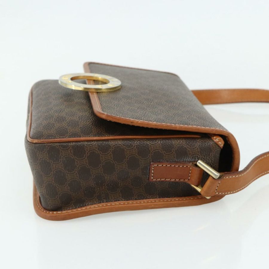 【日本直送】CELINE Macadam帆布肩背包 PVC皮革 棕色 金色 正品 179765A-3