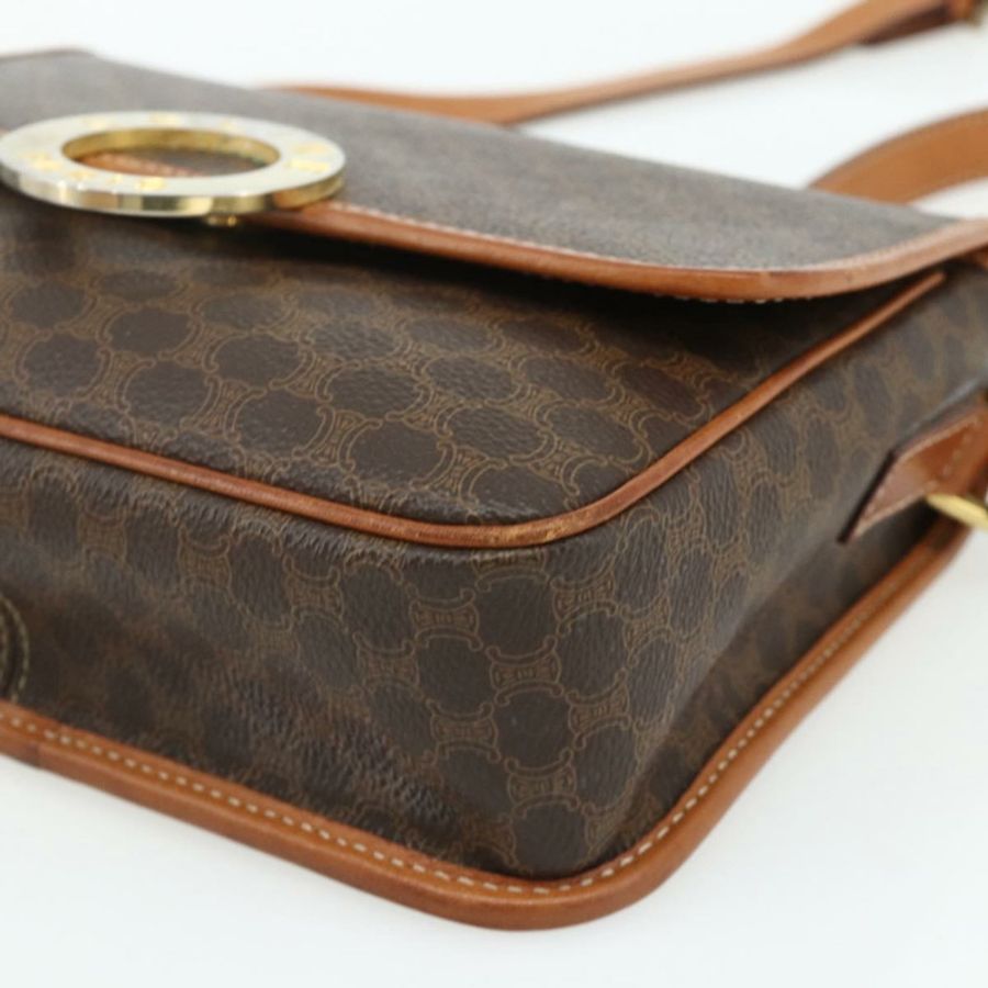 【日本直送】CELINE Macadam帆布肩背包 PVC皮革 棕色 金色 正品 179765A-8