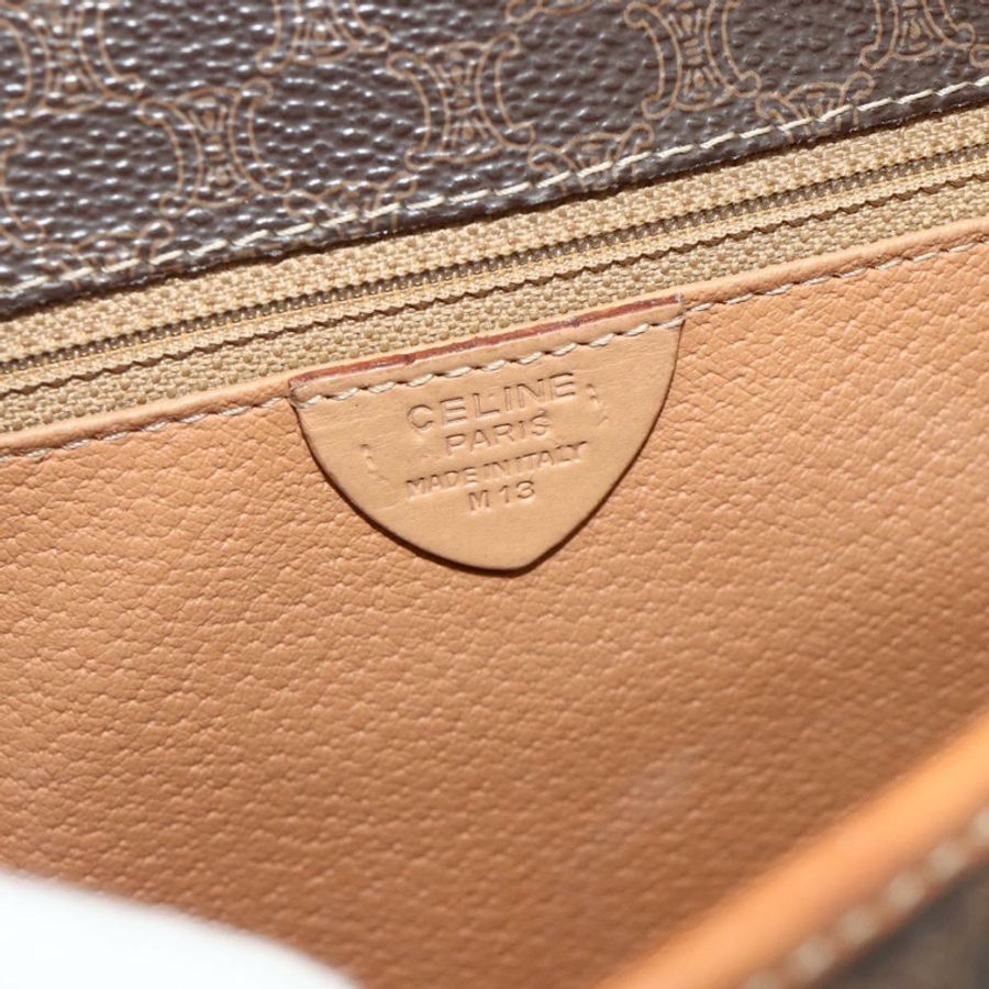 【日本直送】CELINE Macadam帆布肩背包 PVC皮革 棕色 金色 正品 179765A-11