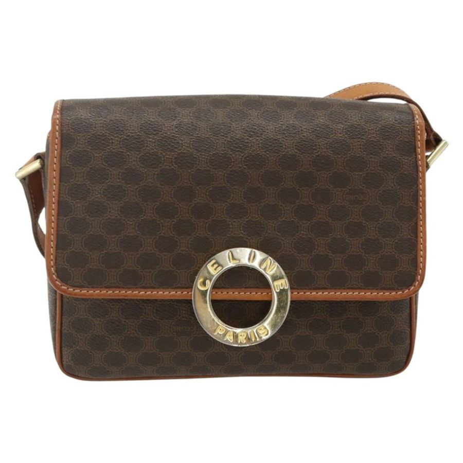 【日本直送】CELINE Macadam帆布肩背包 PVC皮革 棕色 金色 正品 179765A-12