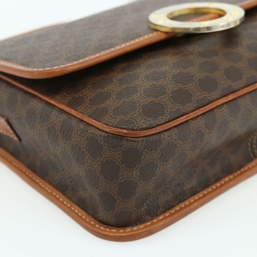 【日本直送】CELINE Macadam帆布肩背包 PVC皮革 棕色 金色 正品 179765A-13
