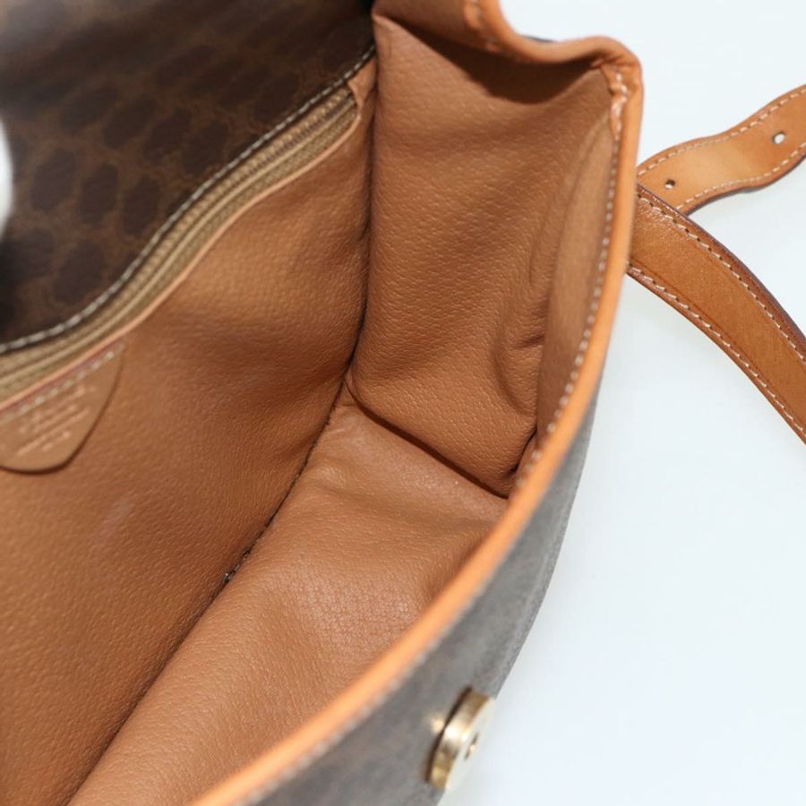 【日本直送】CELINE Macadam帆布肩背包 PVC皮革 棕色 金色 正品 179765A-18