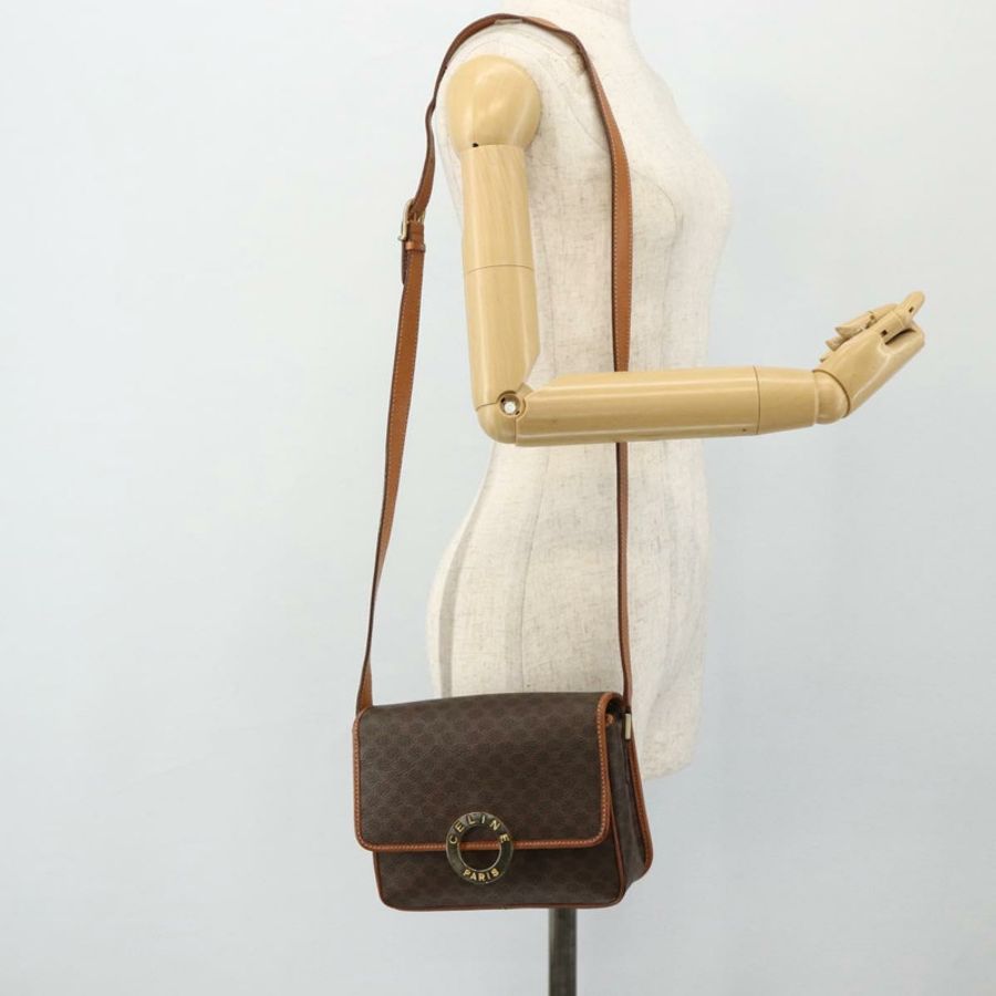 【日本直送】CELINE Macadam帆布肩背包 PVC皮革 棕色 金色 正品 179765A-22