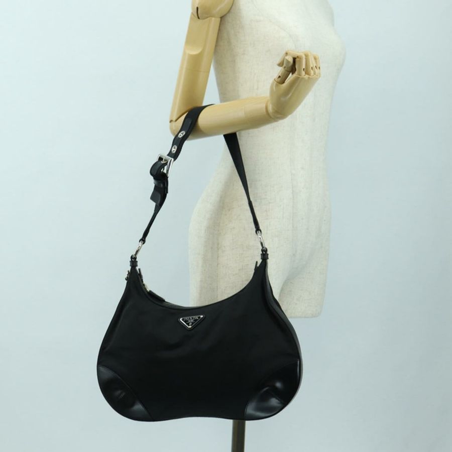 【日本直送】PRADA 肩背包 尼龍 黑色 銀色 正品 179432SAV-26