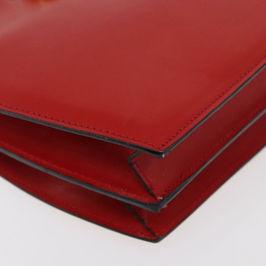 【日本直送】CELINE 圓形手提包 皮革 紅色 金色 正品 179697V-8