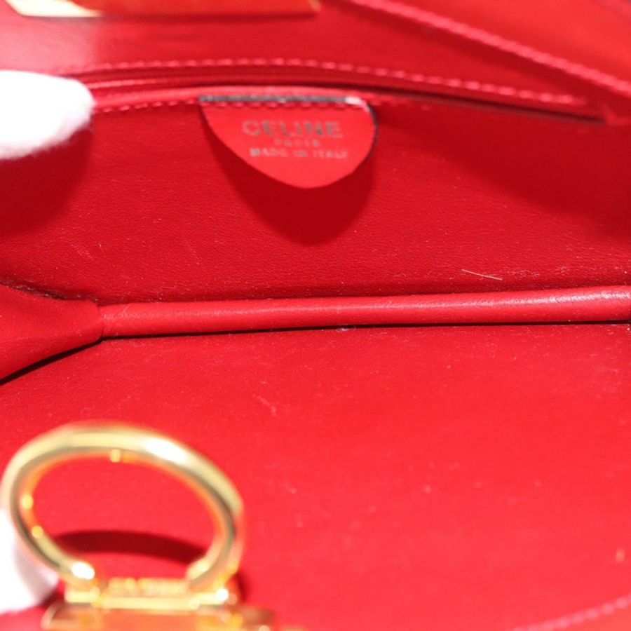 【日本直送】CELINE 圓形手提包 皮革 紅色 金色 正品 179697V-10