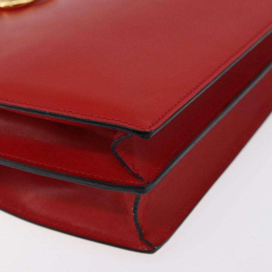 【日本直送】CELINE 圓形手提包 皮革 紅色 金色 正品 179697V-15