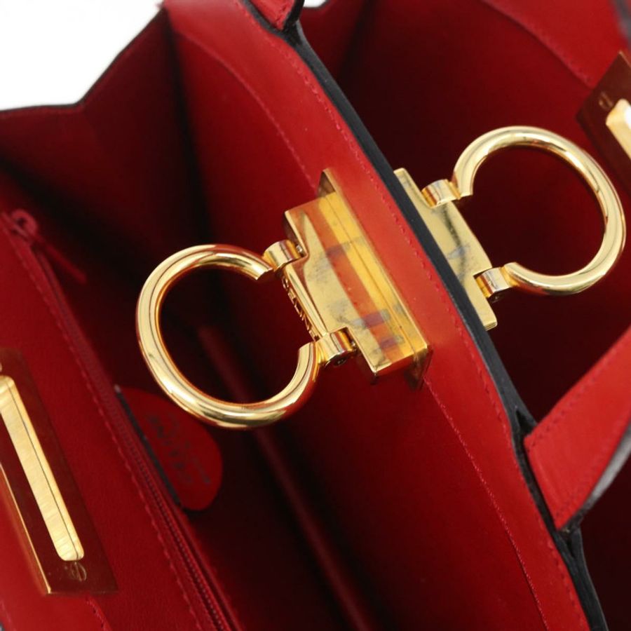 【日本直送】CELINE 圓形手提包 皮革 紅色 金色 正品 179697V-18