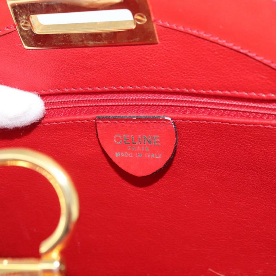 【日本直送】CELINE 圓形手提包 皮革 紅色 金色 正品 179697V-19