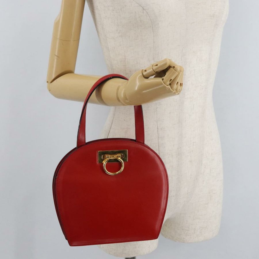 【日本直送】CELINE 圓形手提包 皮革 紅色 金色 正品 179697V-27