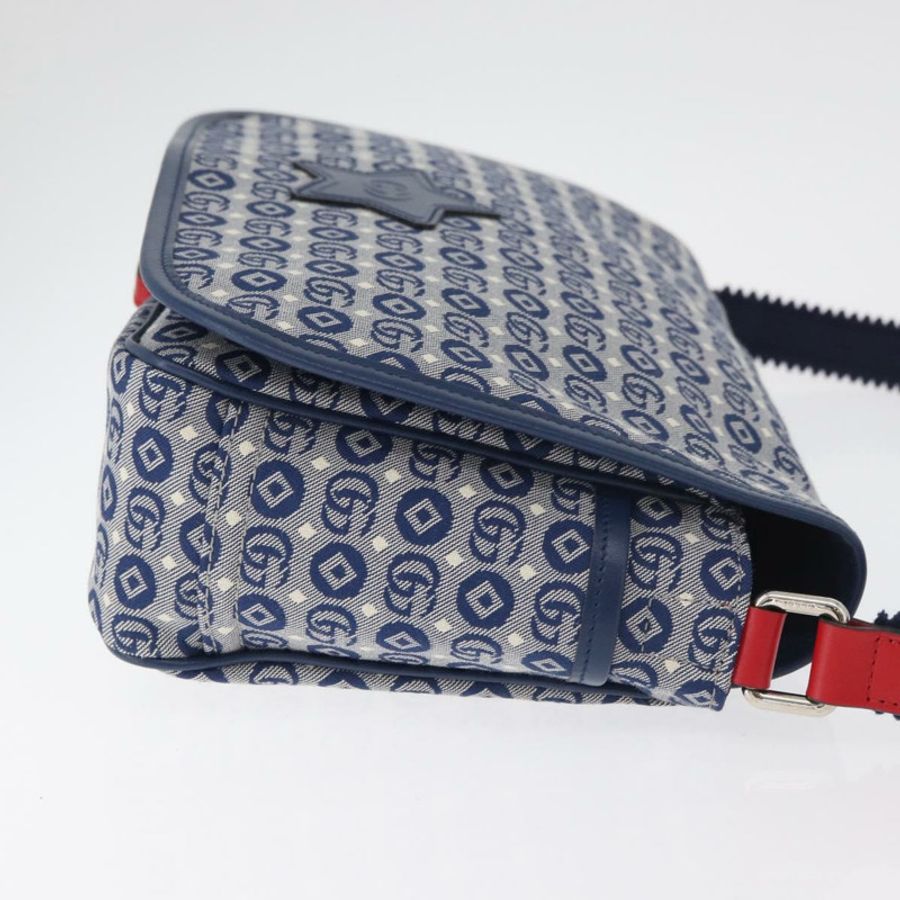 【日本直送】GUCCI 兒童肩背包 帆布 銀藍色 664143 正品 BA12815-2