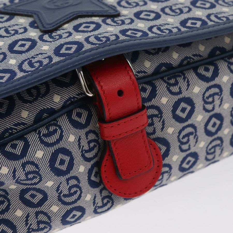 【日本直送】GUCCI 兒童肩背包 帆布 銀藍色 664143 正品 BA12815-8