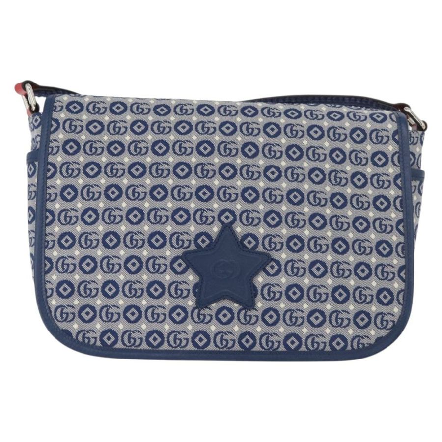 【日本直送】GUCCI 兒童肩背包 帆布 銀藍色 664143 正品 BA12815-12