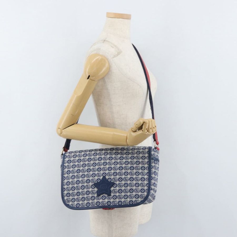 【日本直送】GUCCI 兒童肩背包 帆布 銀藍色 664143 正品 BA12815-21