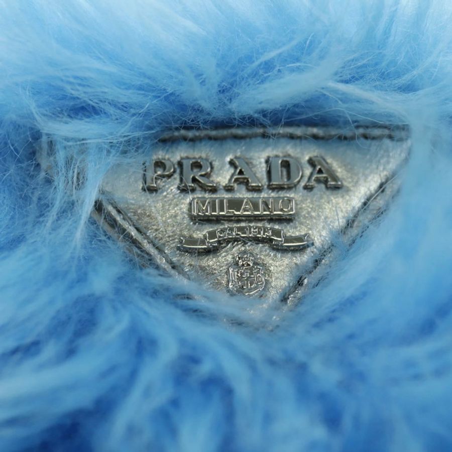 【日本直送】PRADA 銀色淺藍色毛絨手拿包 正品 179733SM-16