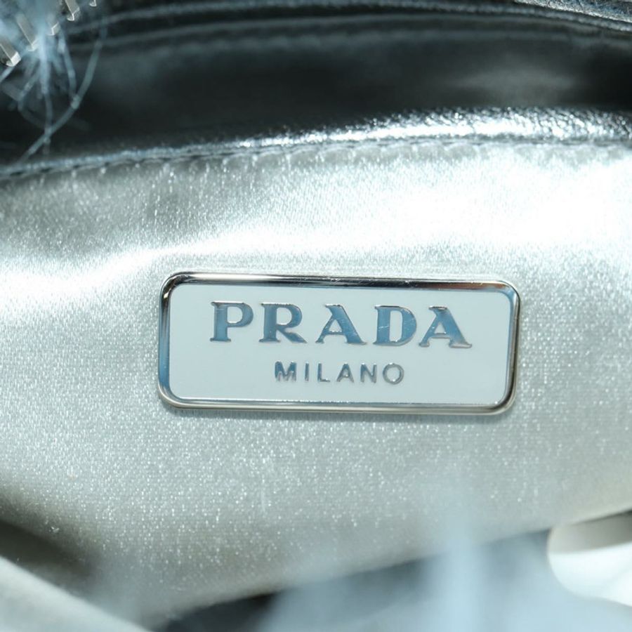 【日本直送】PRADA 銀色淺藍色毛絨手拿包 正品 179733SM-17