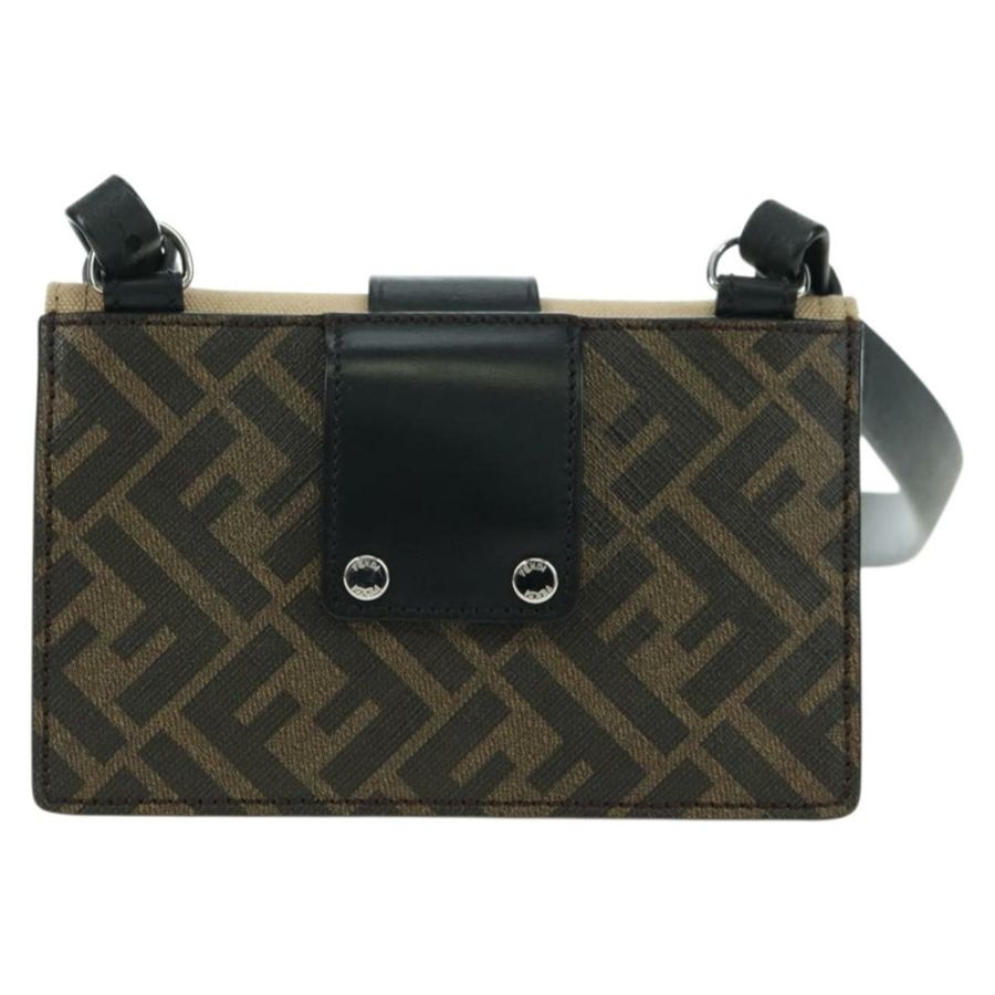 【日本直送】FENDI Zucca帆布水桶包纖薄單肩包 黑色棕色 正品 179706V-1