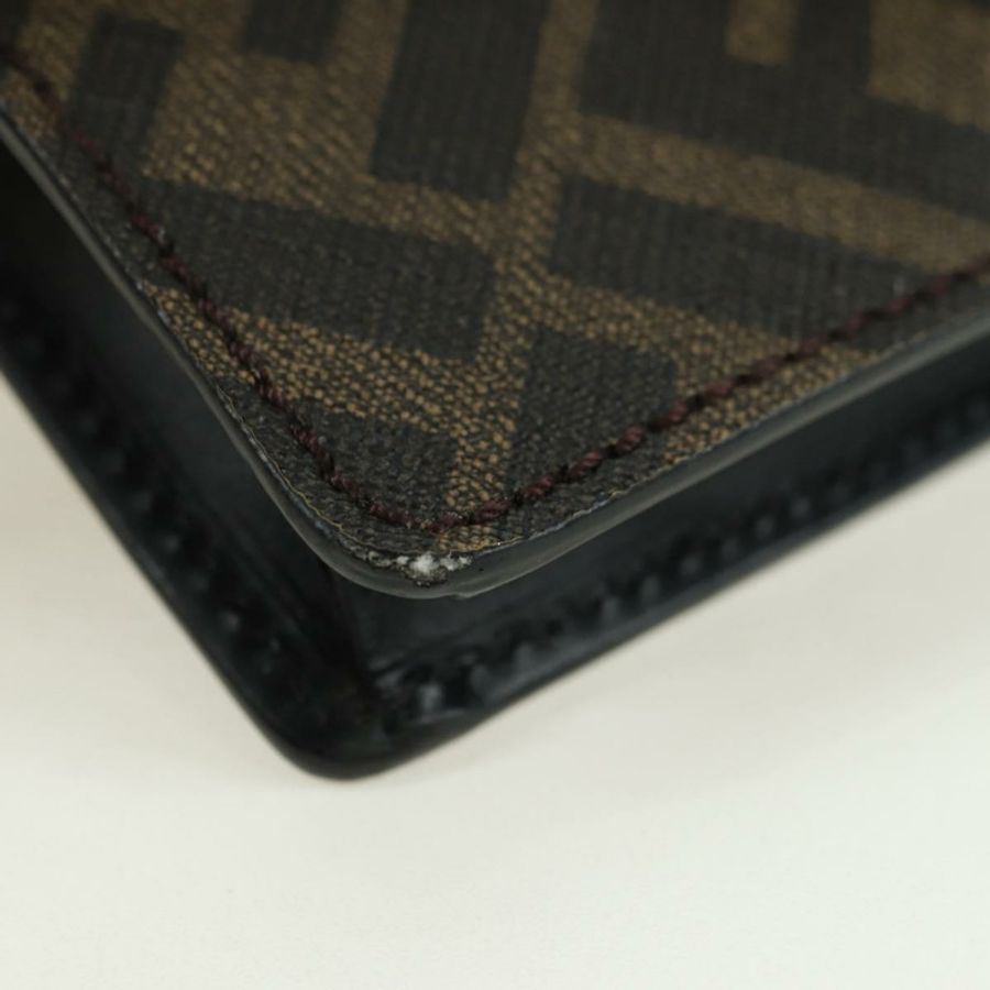 【日本直送】FENDI Zucca帆布水桶包纖薄單肩包 黑色棕色 正品 179706V-9