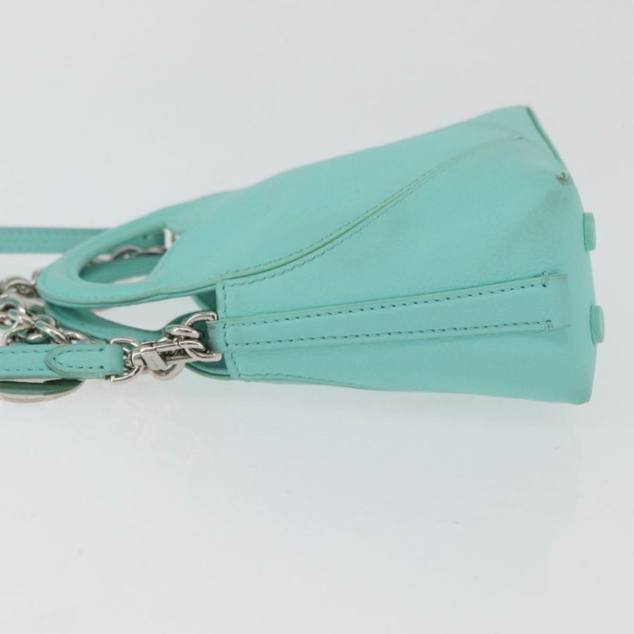 【日本直送】TIFFANY&Co.) Return To Charm 手提包,皮革材質,兩用,綠松石藍/銀色,正品,貨號 179961A-3