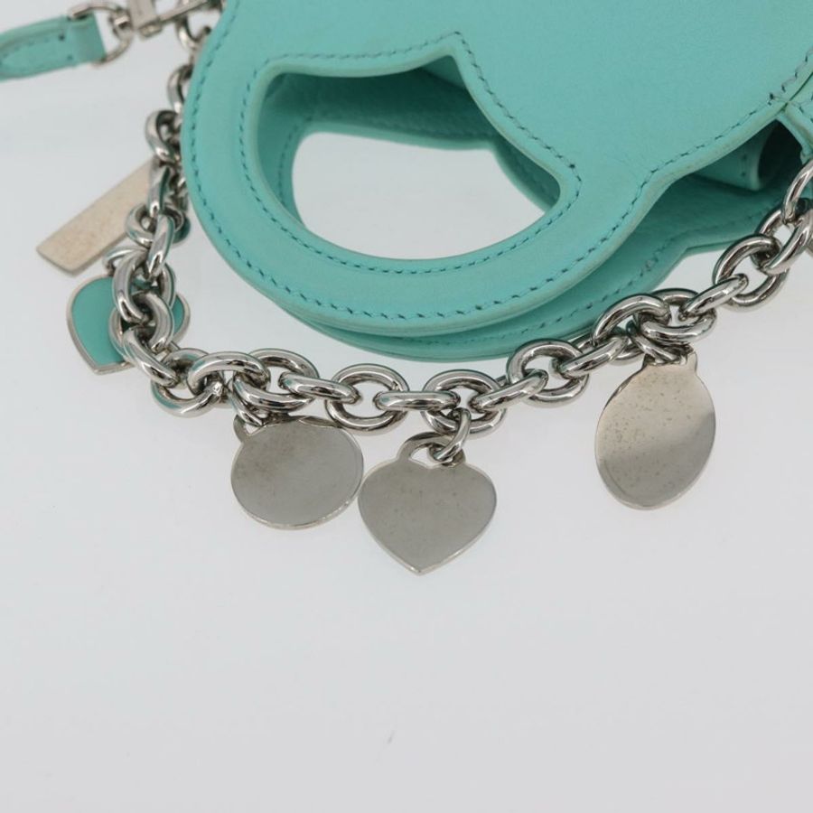 【日本直送】TIFFANY&Co.) Return To Charm 手提包,皮革材質,兩用,綠松石藍/銀色,正品,貨號 179961A-7