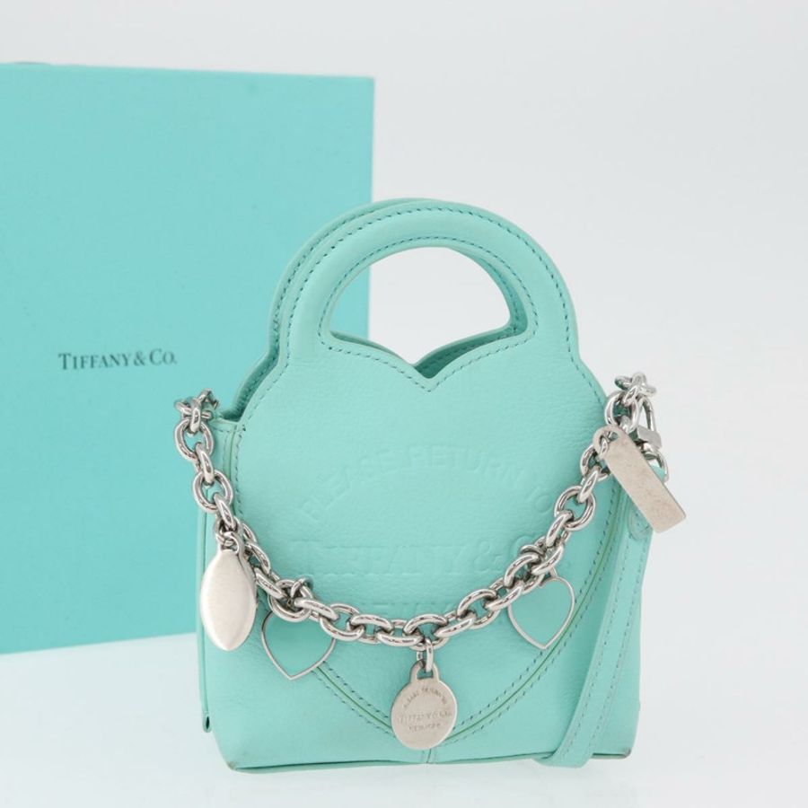 【日本直送】TIFFANY&Co.) Return To Charm 手提包,皮革材質,兩用,綠松石藍/銀色,正品,貨號 179961A-11