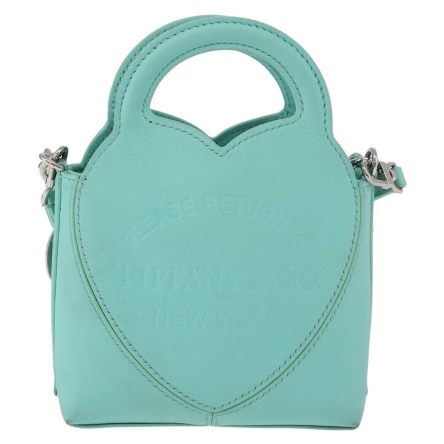 【日本直送】TIFFANY&Co.) Return To Charm 手提包,皮革材質,兩用,綠松石藍/銀色,正品,貨號 179961A-12