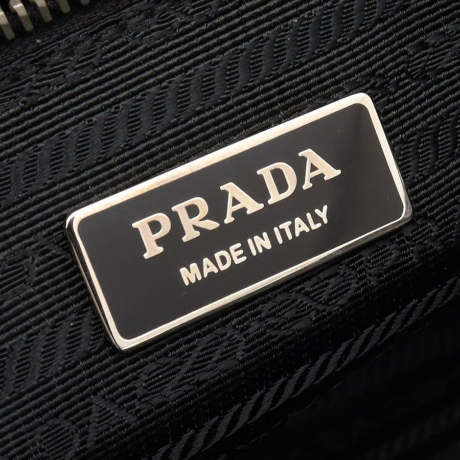 PRADA 三角形標誌單肩手提包,尼龍 Saffiano 皮革,黑色,二手女款-3