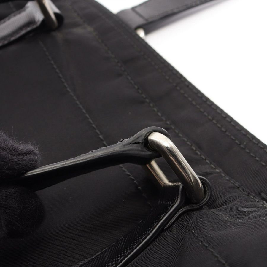 PRADA 三角形標誌單肩手提包,尼龍 Saffiano 皮革,黑色,二手女款-7