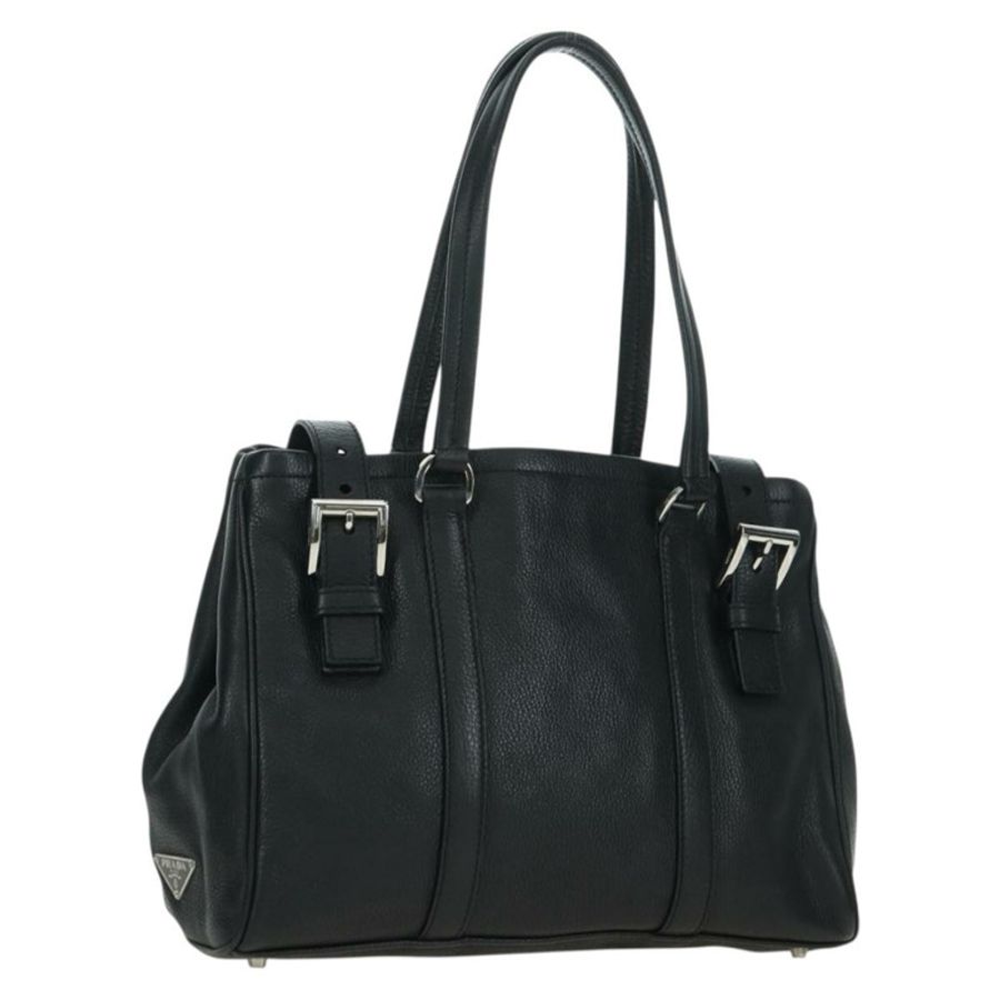 【日本直送】PRADA 托特包 皮革 黑色 銀色 正品 179445V-0