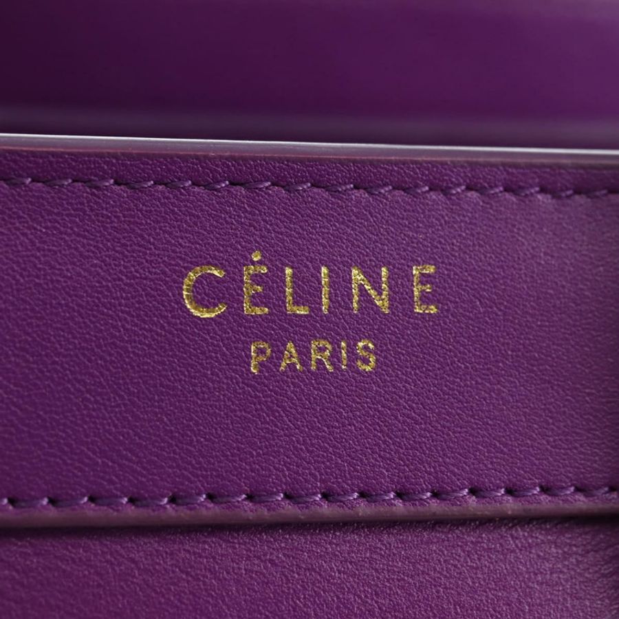 【日本直送】CELINE Luggage Micro Shopper 手提包 皮革 2way 紫色金色 正品 179426SAV-19