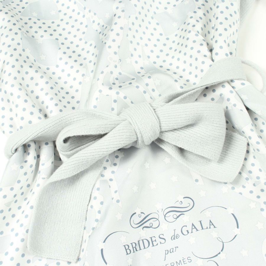 愛馬仕 (HERMES) BRIDES de GALA 針織拼接長袖洋裝 #38 絲/絲/羊毛 藍色 二手-5