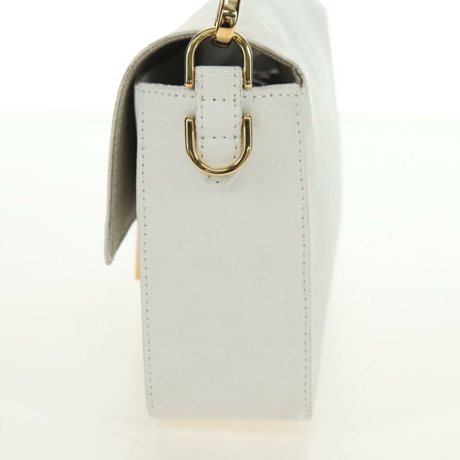 【日本直送】FENDI Drawing Mamma Baguette 肩背包 帆布 白色 金色 正品 176502SM-3