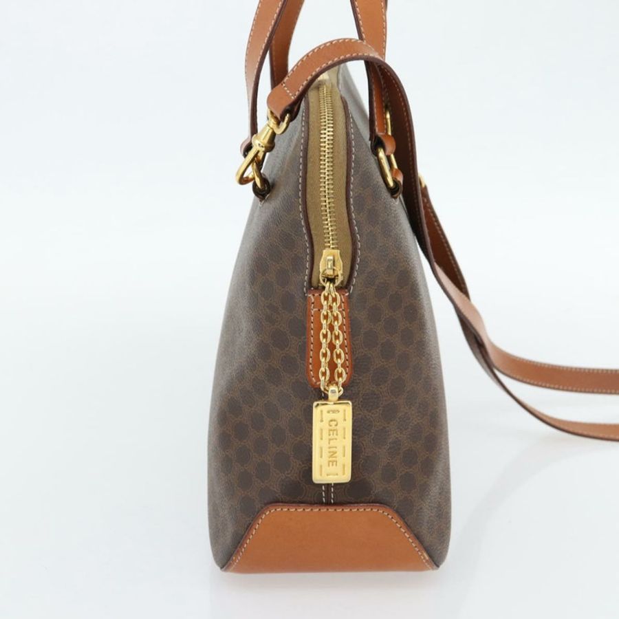 【日本直送】CELINE Macadam帆布手提包 PVC皮革 2way Brown Gold Auth 180489A-2