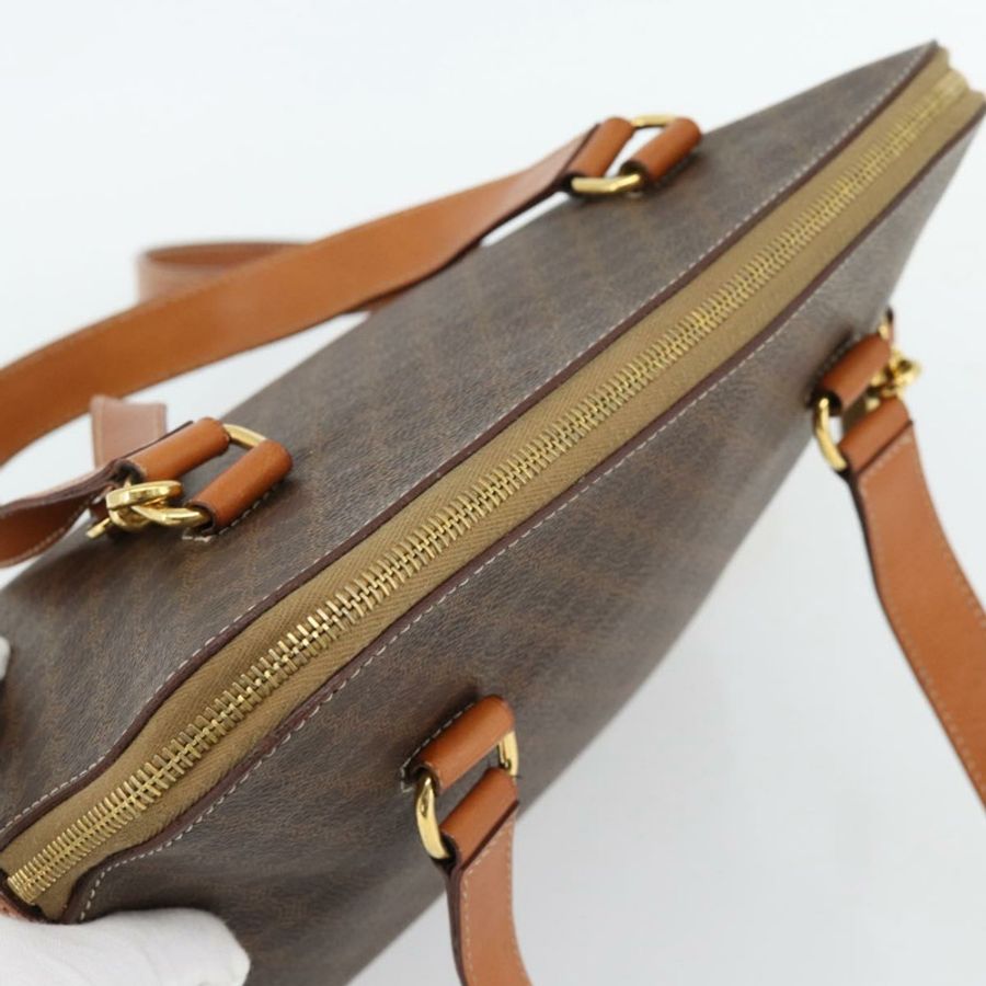 【日本直送】CELINE Macadam帆布手提包 PVC皮革 2way Brown Gold Auth 180489A-5