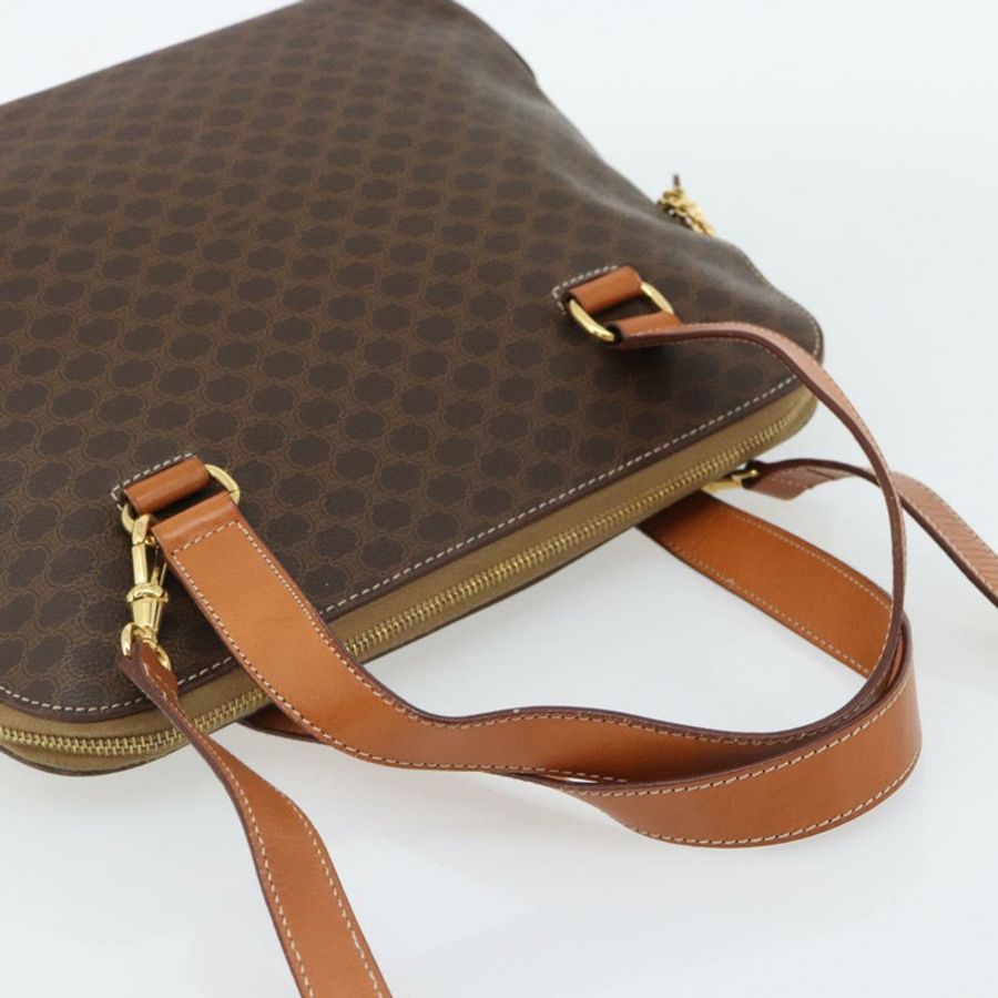 【日本直送】CELINE Macadam帆布手提包 PVC皮革 2way Brown Gold Auth 180489A-6